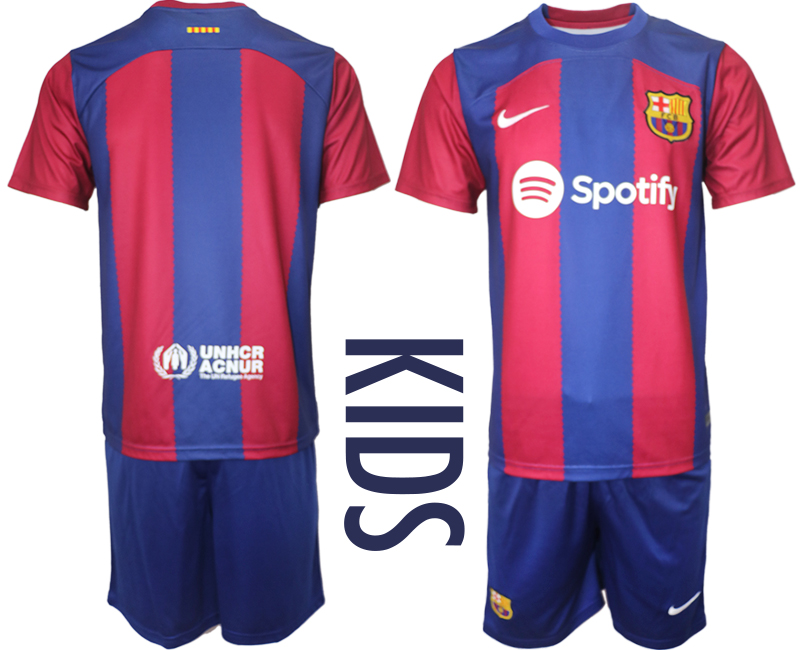 Youth 2023-2024 Club Barcelona home soccer jersey